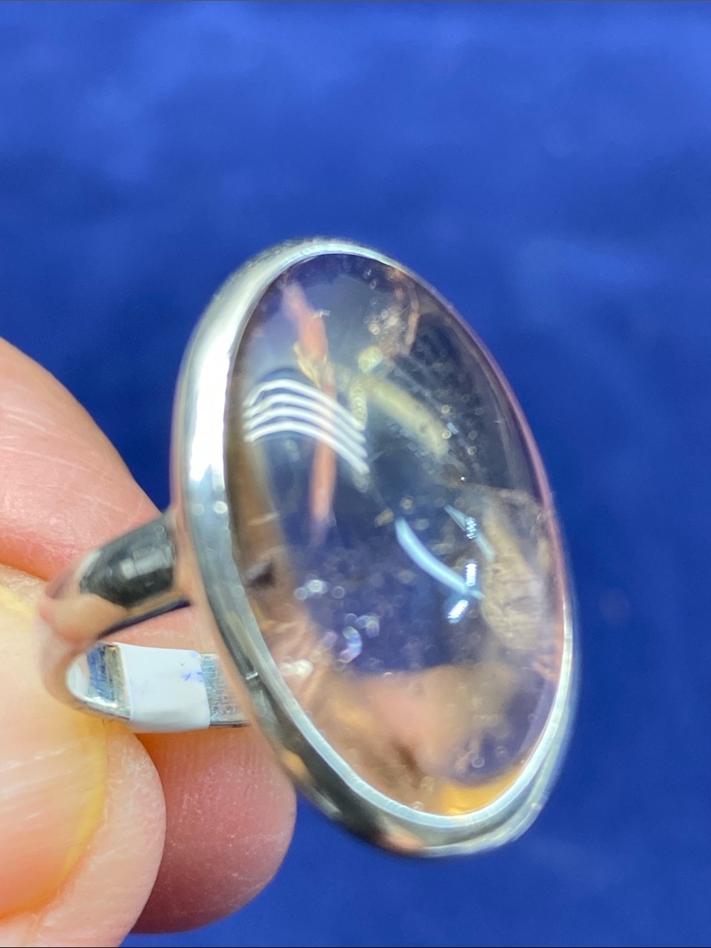 AMETRINE COBOCHON RING SIZE 6 IN SOLID STERLING SILVER 925